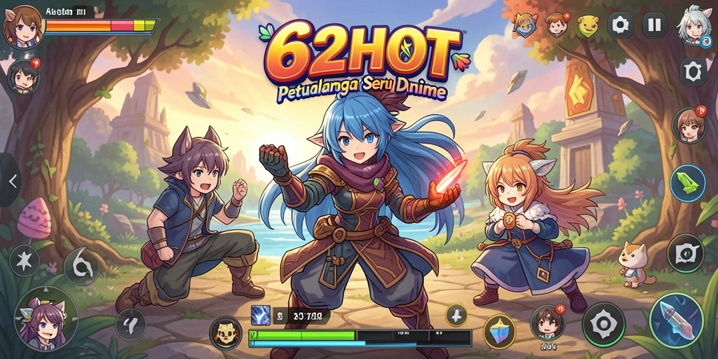 Screenshot gameplay menampilkan karakter anime dalam pertarungan seru.