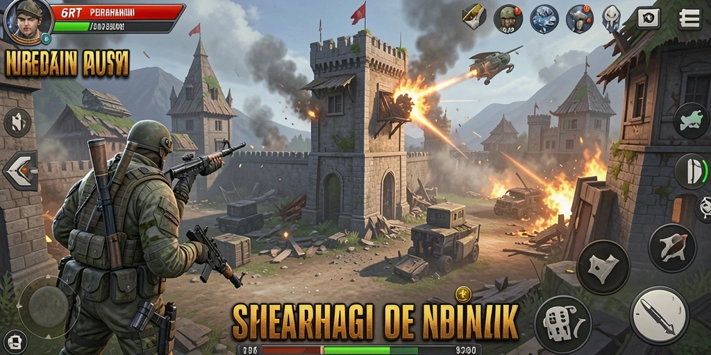 Tangkapan layar menunjukkan aksi intens dalam game Tower Defense.
