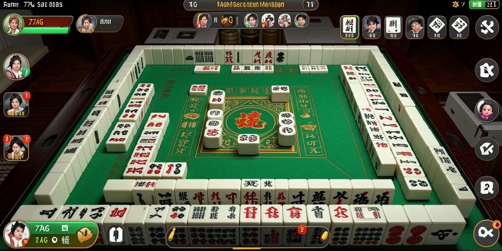Tampilan menarik dari gameplay 77AG menampilkan permainan Mahjong.