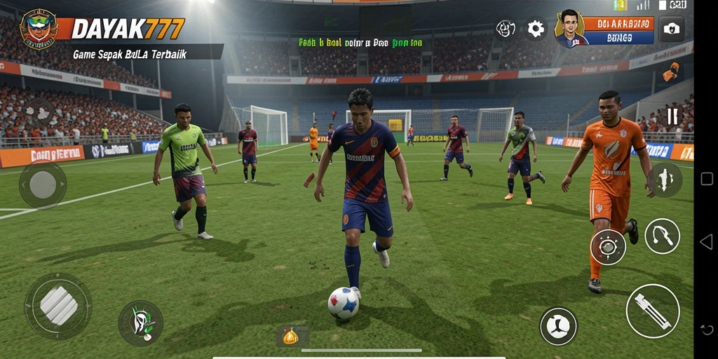 Screenshot gameplay DAYAK777 yang menarik dengan aksi sepak bola.