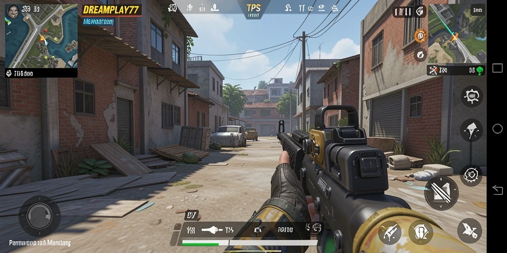 Tampilan gameplay seru dalam DREAMPLAY77 dengan aksi tembak-menembak yang dinamis.