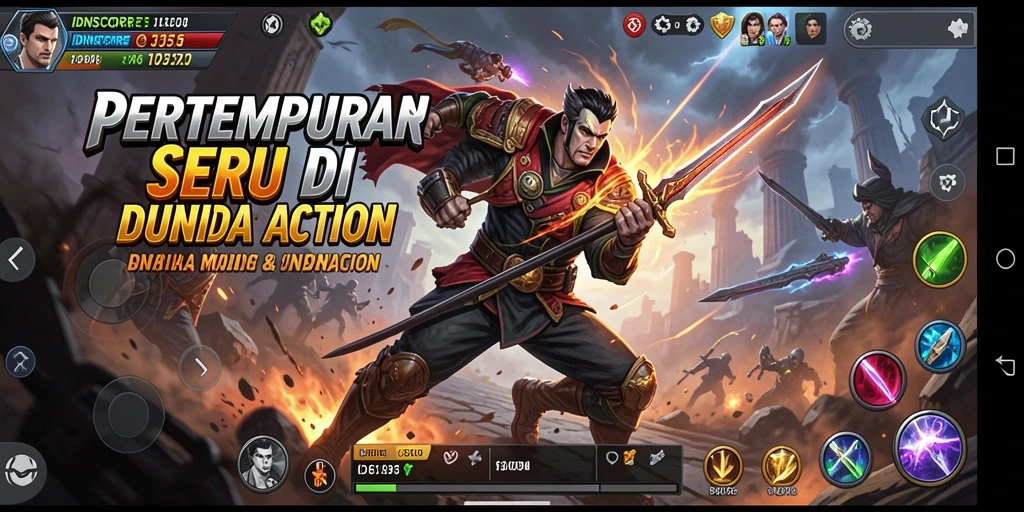 Tangkapan layar gameplay IDNSCORE menampilkan pertempuran seru dan grafis mengesankan.