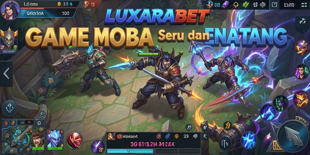 Screenshot LUXARABET menampilkan pertempuran intens di arena MOBA.