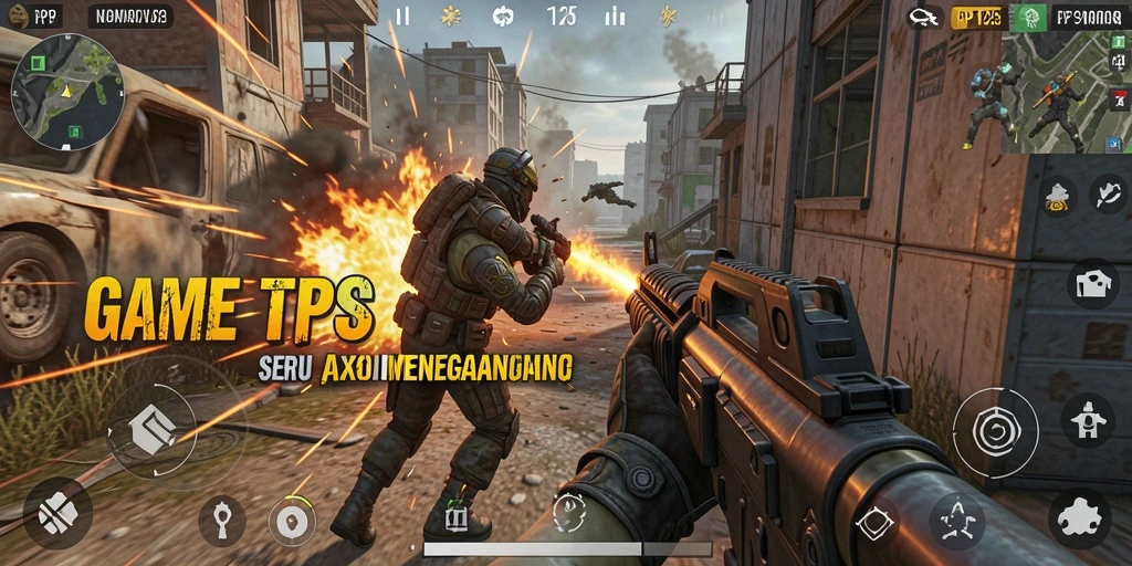 Screenshot utama PP123 menampilkan aksi menegangkan dalam game TPS.