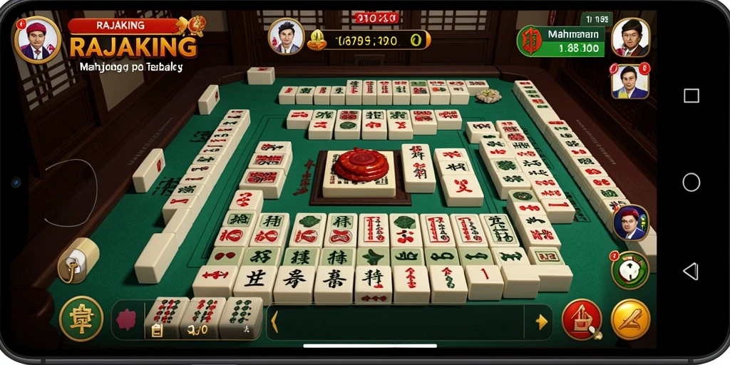 Tampilan gameplay menawan dari RAJAKING yang penuh tantangan Mahjong.