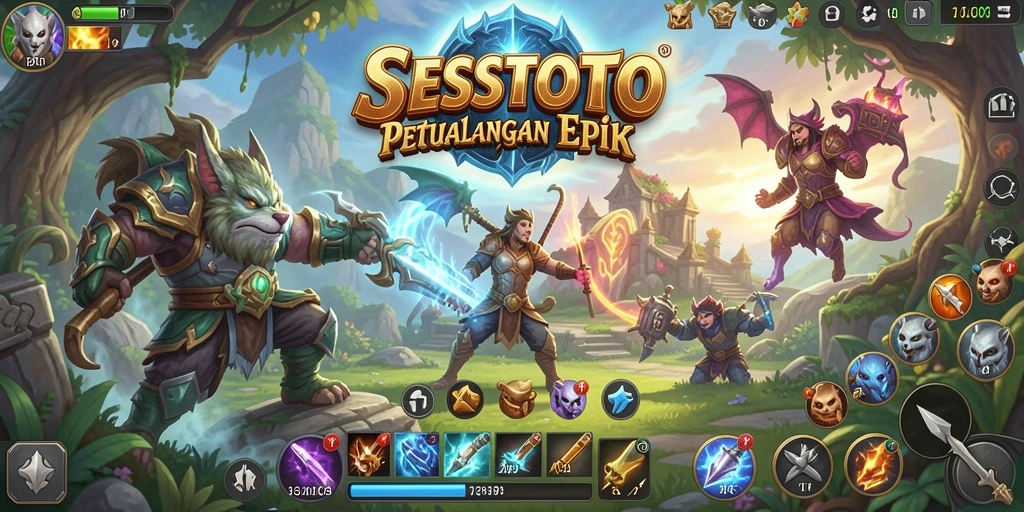 Screenshot gameplay SESETOTO yang menampilkan pertarungan dinamis dan lingkungan yang indah.