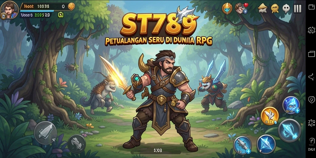 Screenshot gameplay ST789 yang menampilkan pertarungan seru dan karakter unik.