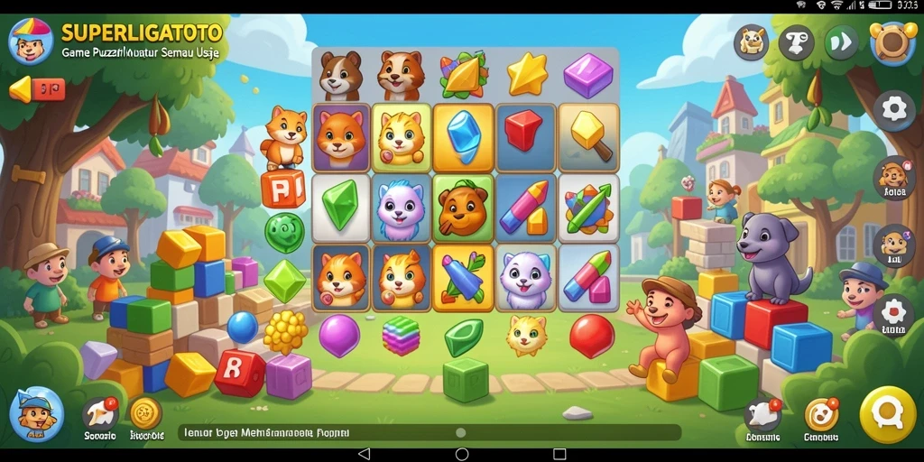 Screenshot gameplay <strong>SUPERLIGATOTO</strong> menampilkan tantangan seru dan desain yang menarik.