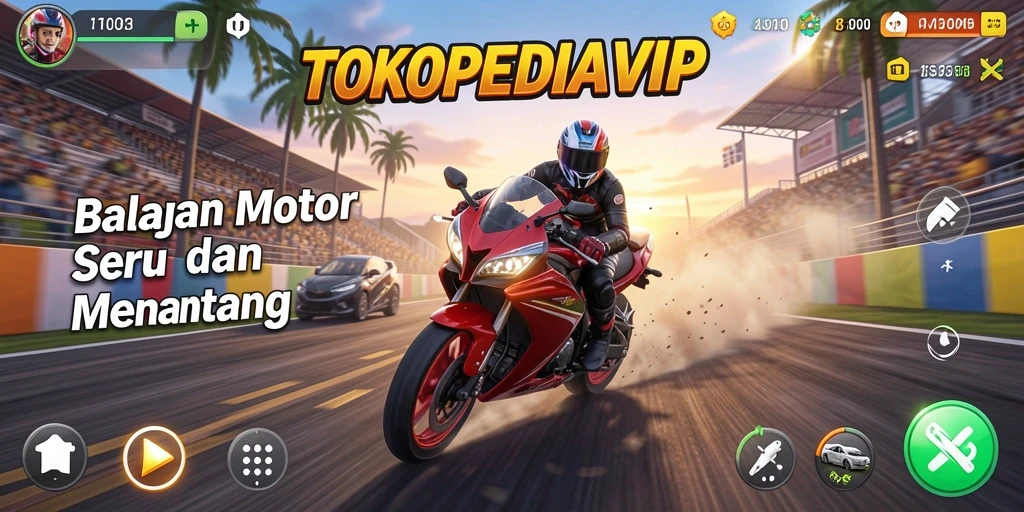 Tangkapan layar menunjukkan aksi balapan mendebarkan di TOKOPEDIAVIP.