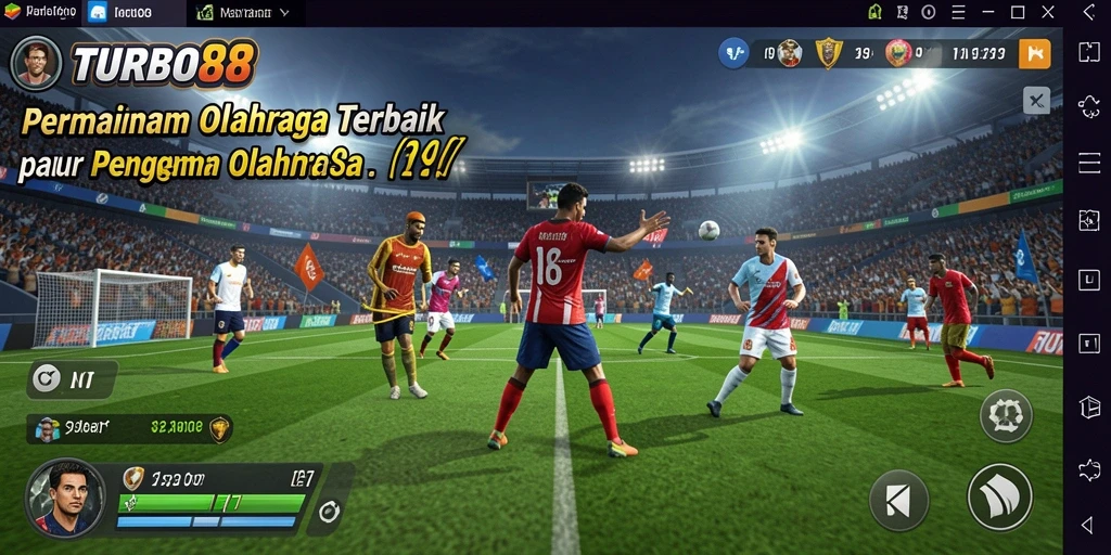 Tampilan dinamis gameplay TURBO88 dengan aksi olahraga yang seru.